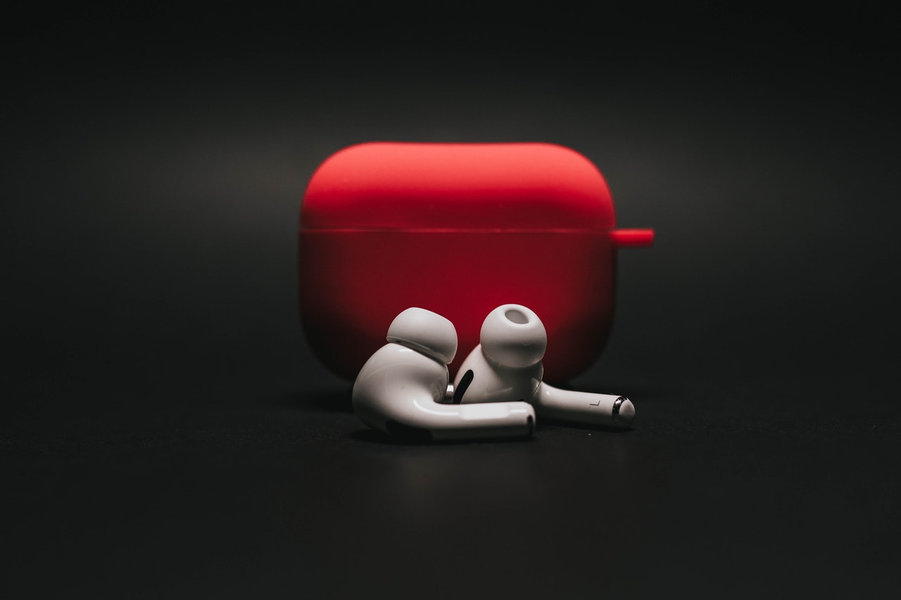Wireless airpods with red cover